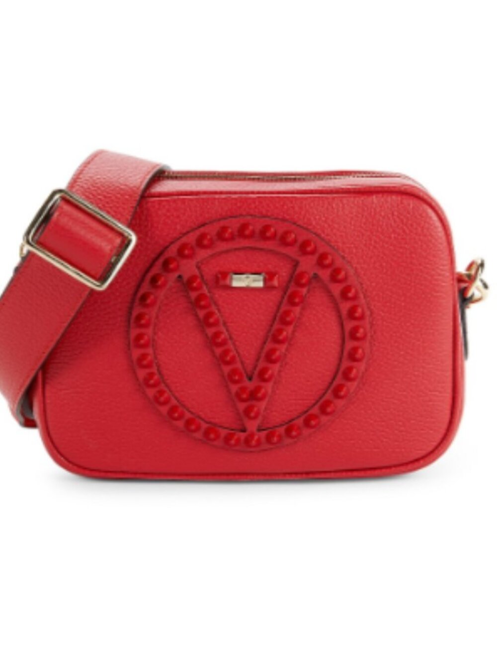 NWT Valentino by Mario Valentino Mia Rock Stud Red Pebbled Leather Crossbody Bag